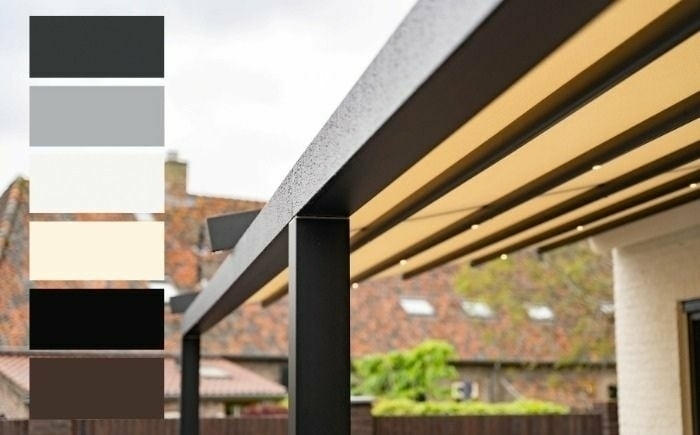 Doekmaterialen en beschikbare kleuren voor aluminium pergola van ZSM Zonwering in Gorinchem
