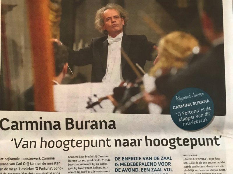 interview raymond janssen in de Telegraaf november 2017 carmina burana 2017 cadenza