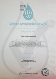 Water kwaliteitsbewijs