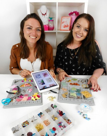 sisters making jewelry