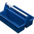 Blauwe gereedschapsbak met aluminium handvat Blauwe gereedschapsbak met aluminium handvat