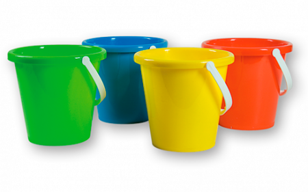 1,5 liter speelgoed emmers in diverse kleuren
