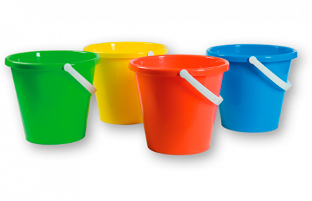 2,5 liter speelgoed emmers in diverse kleuren