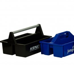 Zwarte en blauwe gereedschapsbak Zwarte en blauwe gereedschapsbak