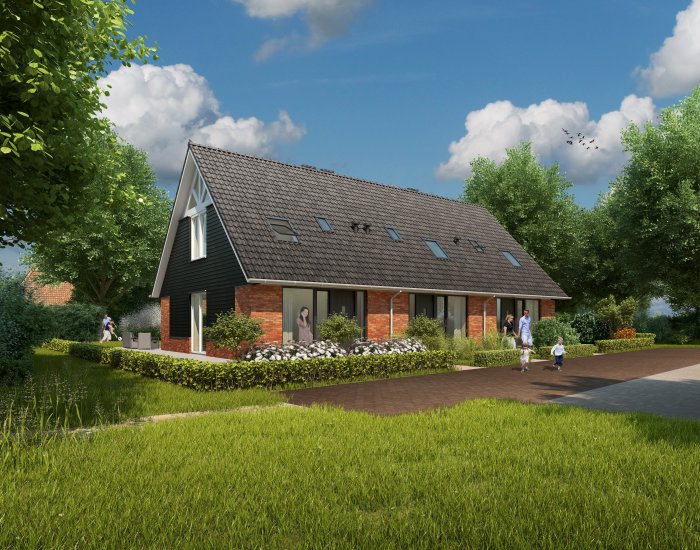 Impressie rijwoningen Knooperf de Veldboer te Langeveen