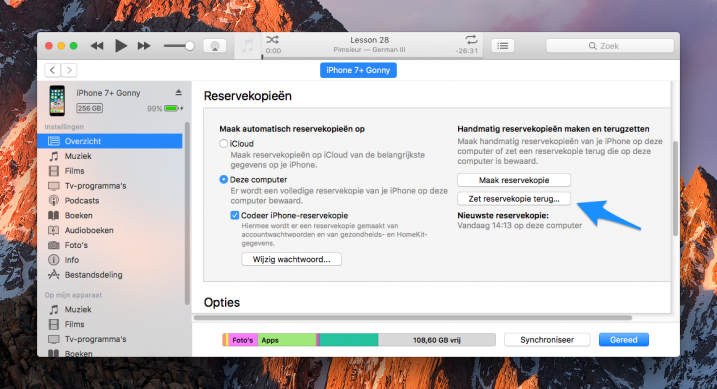 Back-up terugzetten iPhone Back-up terugzetten iPhone