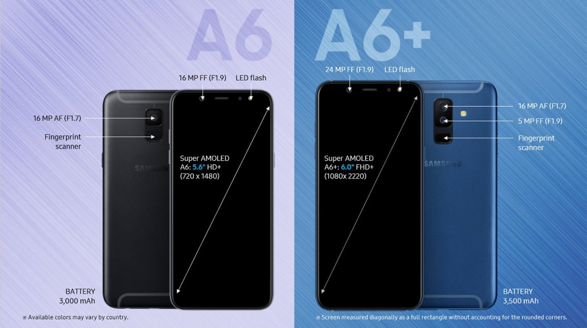 Samsung A6 en A6 plus vergelijk Samsung A6 en A6 plus vergelijk