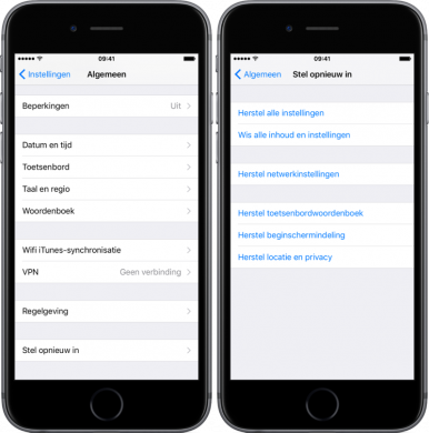 Wis iPhone instellingen Wis iPhone instellingen