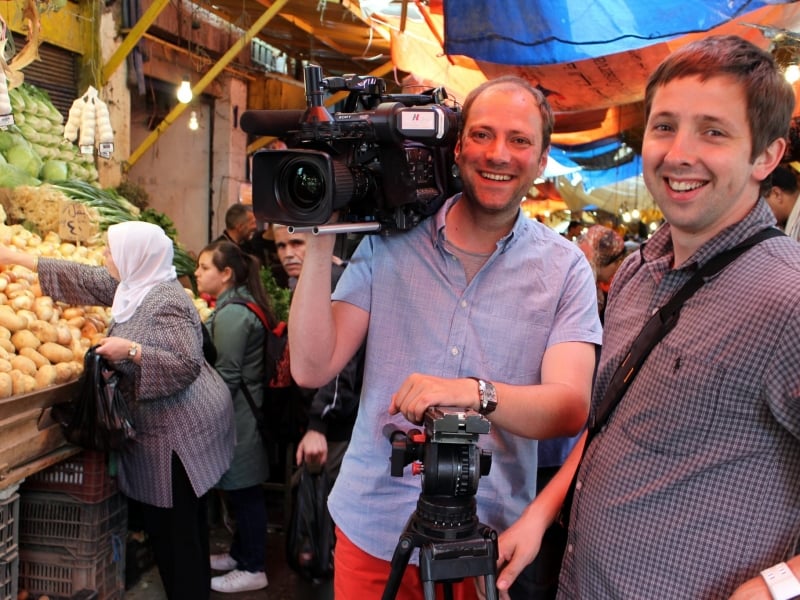 News camera crew in Brussels