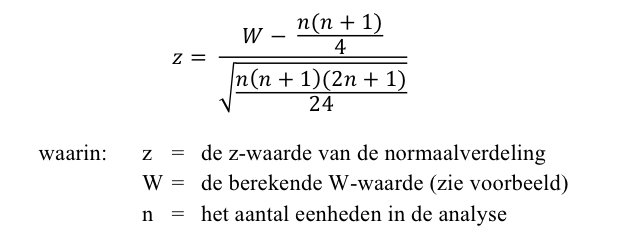 Formule voor de Wilcoxon-toets Formule Wilcoxon-toets