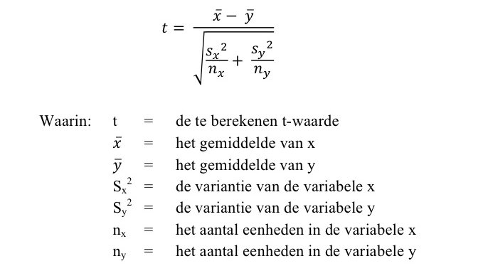 Alternatieve formule voor de t-toets De alternatieve formule voor de t-toets