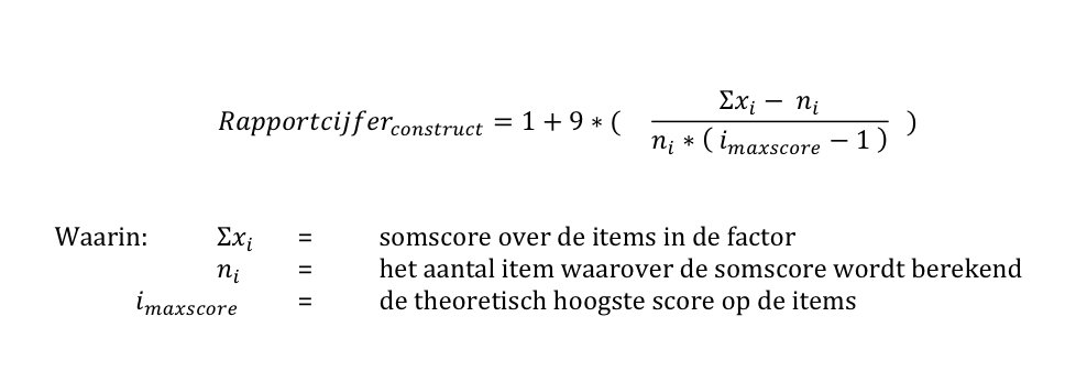 Berekenen van het rapportcijfer Cronbachs alfa en rapportcijfer