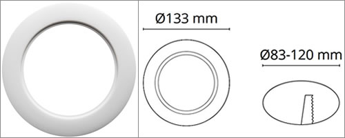Ring 133 millimeter voor asymmetrische LED inbouwspots van SG Lighting
