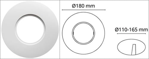 Ring 180 millimeter voor asymmetrische LED inbouwspots van SG Lighting