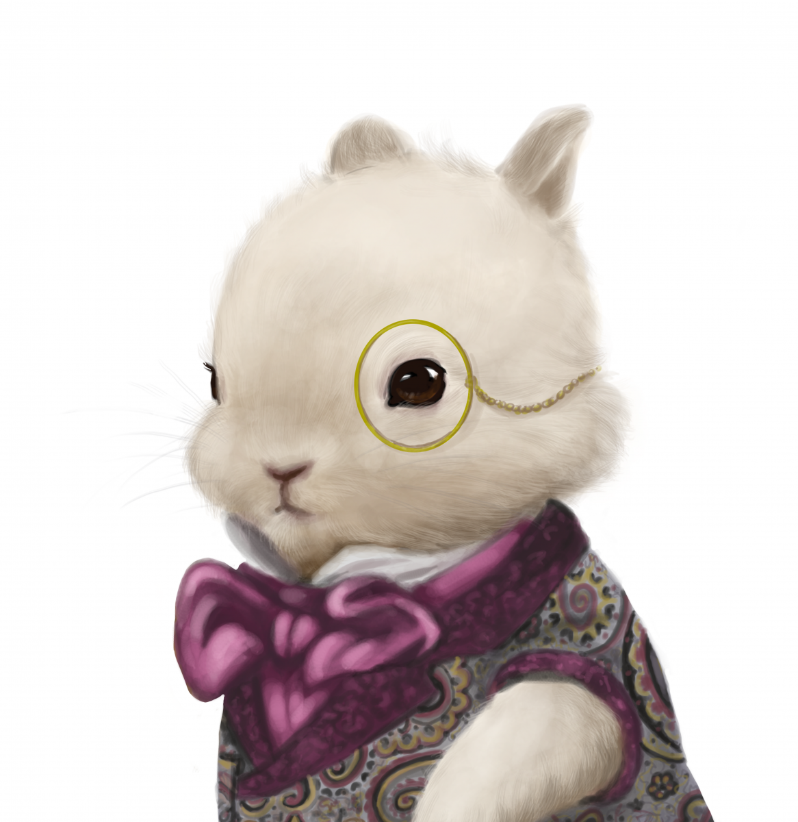 Dapper bunny portrait illustration