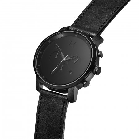 MVMT Zwart leer horloge 45mm Chrono MC01BL