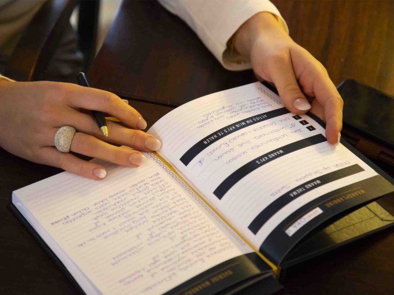 Planner om fijn in te schrijven Opengeslagen boekje met tekst