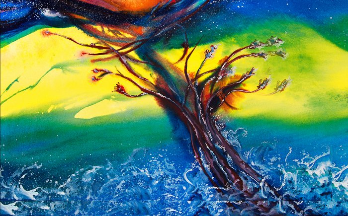 Water on Earth Connecting foto: art impression (aquarel Fernando Lobo)