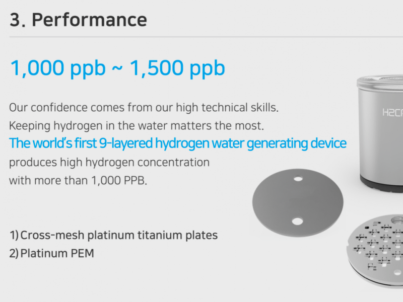 H2 Cap Waterstofgas Maker produceert maximaal H2 1,000-1,500 ppb
