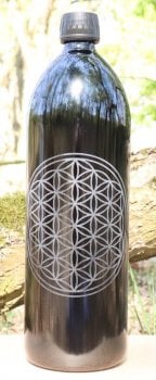MIRON violet glas fles 1000 ml met gegraveerde Levensbloem
