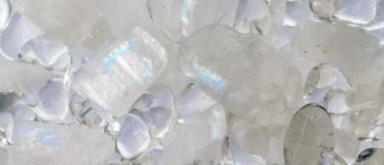 VitaJuwel ViA fles 'Luna' met Regenboog maansteen, Bergkristal