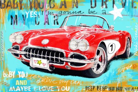 Baby, you can drive my car painting Nikki Genee