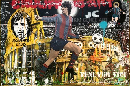 Johan Cruyff Painting 'Cruyff is Barça' by Nikki Genee