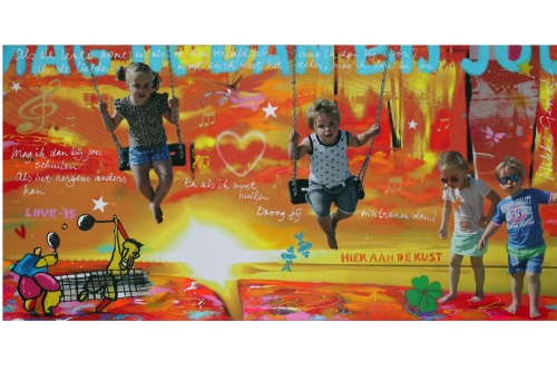 mag ik dan bij jou, familieportret, kunst op maat maatkunst, relatiegeschenk, afscheidskado, familieportret,