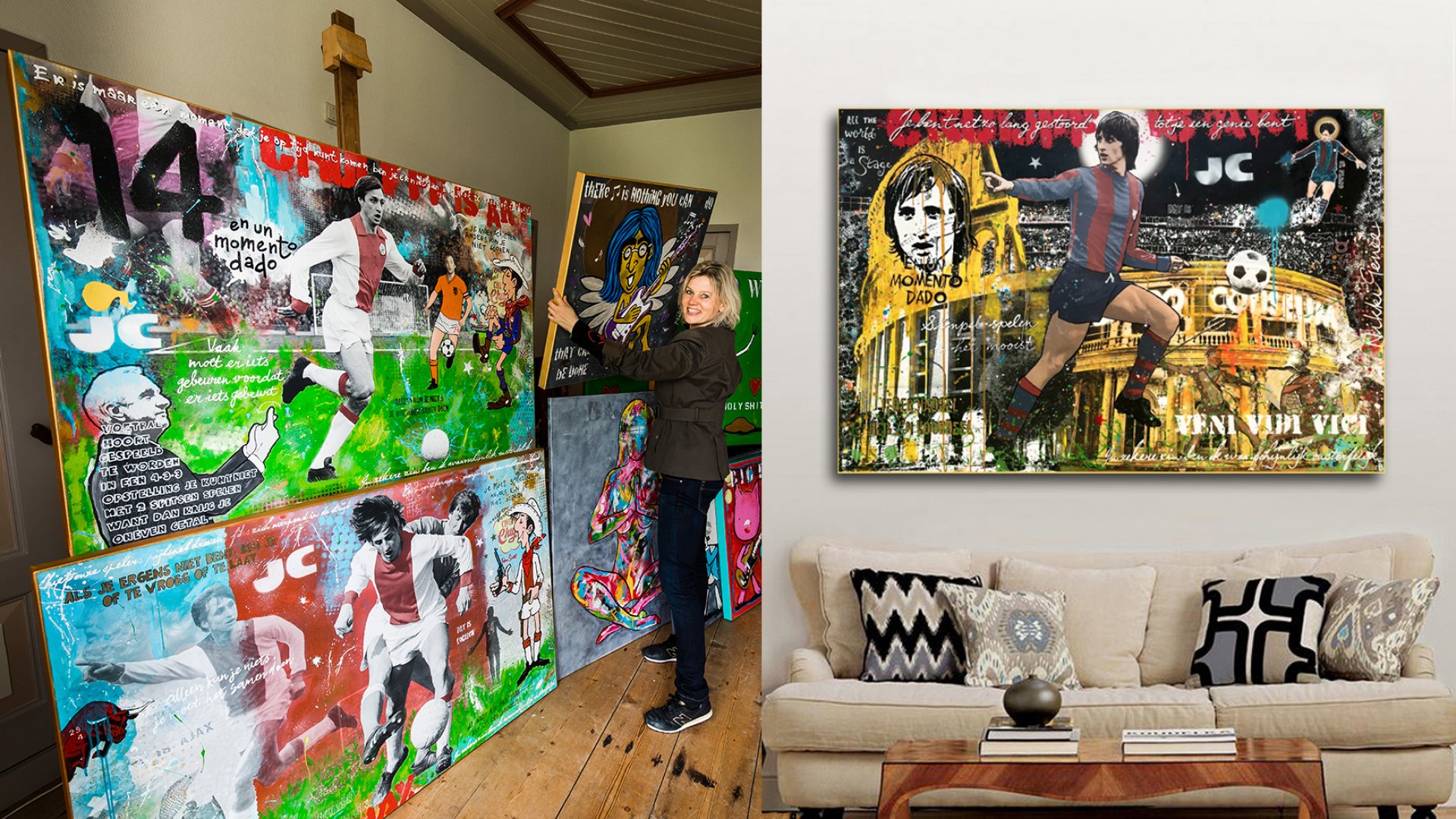 Johan Cruijff schilderijen door Nikki Genee, Cruijff is Art, Cruijff is Ajax, Cruijff is Barça