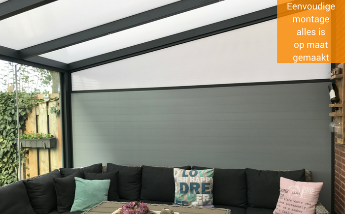 aluminium zijwand met spie nice en easy alles is op maat gemaakt