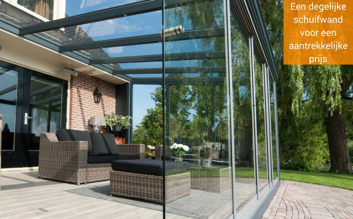 Glazen schuifwand nice en easy Glazen schuifwand voor een aantrekkelijke prijs bij Prima Veranda