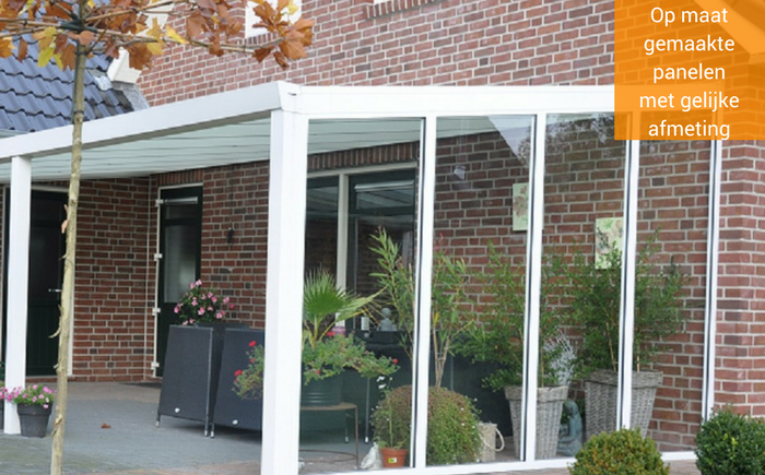 aluminium kozijn met glas of polycarbonaat met glas of polycarbonaat glazen wand voor optimale transparantie of polycarbonaat voor privacy