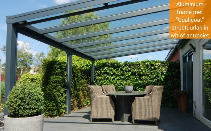 glazen tuinkamer met aluminium frame in wit of antraciet structuurlak onderhoudsvriendelijke structuurlak bij deze glazen tuinkamer