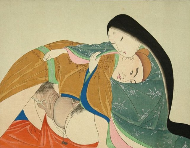 Aristocratic couple by  Tomioka Eisen