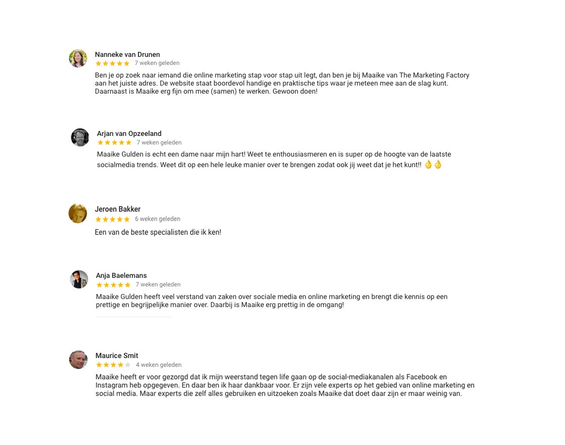 Aanbevelingen content creatie cursus maaike gulden Aanbevelingen content creatie training maaike gulden