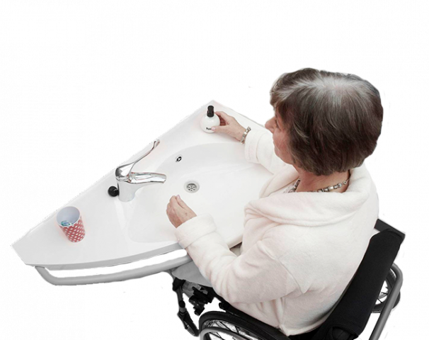 Wastafel voor senioren, ouderen en mensen met een beperking - Bano Zorgbadkamers Wastafel voor de zorg, wastafel voor senioren, wastafel voor ouderen, zorg-wastafel, zorgwastafel